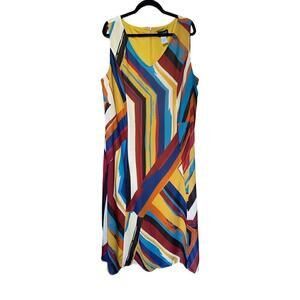 Ashro Sleeveless Dress with geometric color block design. Size 20W